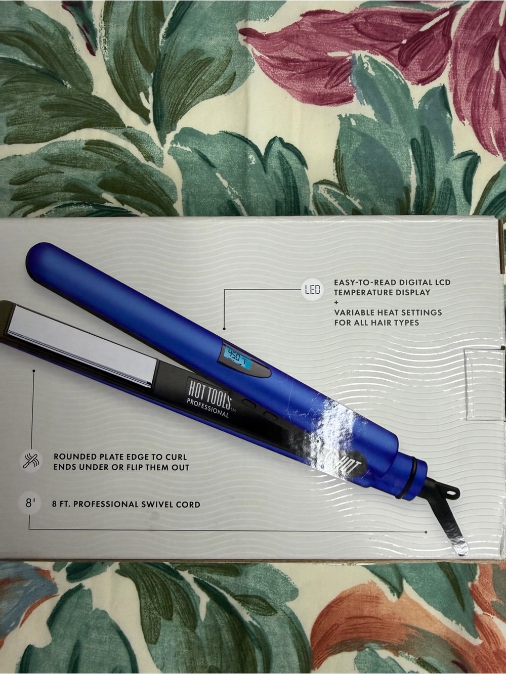 NWT Hot Tools Blue 1" Digital Salon Flat Iron - Picture 3 of 6